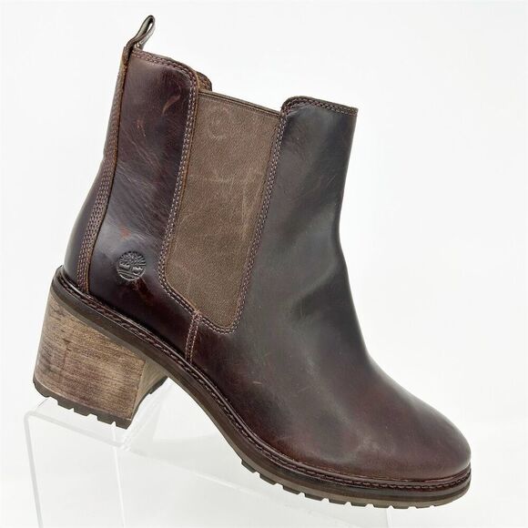 Timberland Sienna High Chelsea Boots Brown Burgundy Leather Size 11 Slip-On - Picture 1 of 14